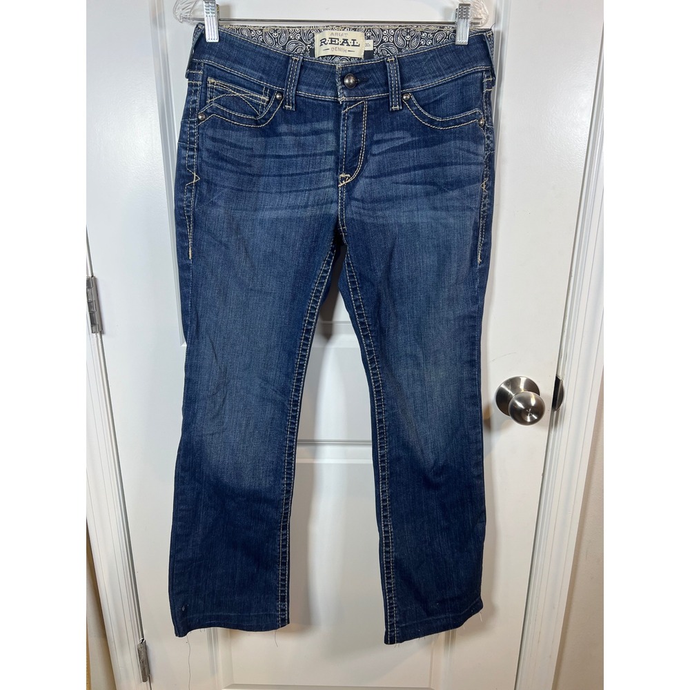 Ariat Womens‎ Denim Jeans Embroidered Back Pocket Studded Dark Wash Size 30s
